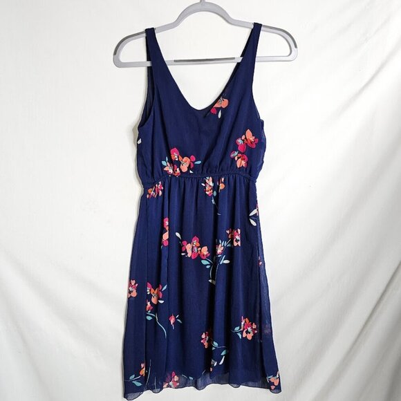 OLD NAVY Floral Dress NAVY BLUE size S Lined Elastic Waist Feminine Colorful - Picture 6 of 6